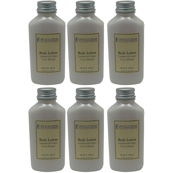 Poggesi Coco Mango Lotion Lot of 6 each 2oz Bottles. Total of 12oz