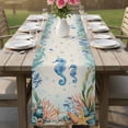 thumbnail image 4 of Seahorse Coastal Table Runner 90 Inches, Summer Nautical Starfish Coral Beige Bed Runner Dresser Scarves Tabletop for Indoor Outdoor Parties/Ceremony/Banquet, 13" x 90", 4 of 8