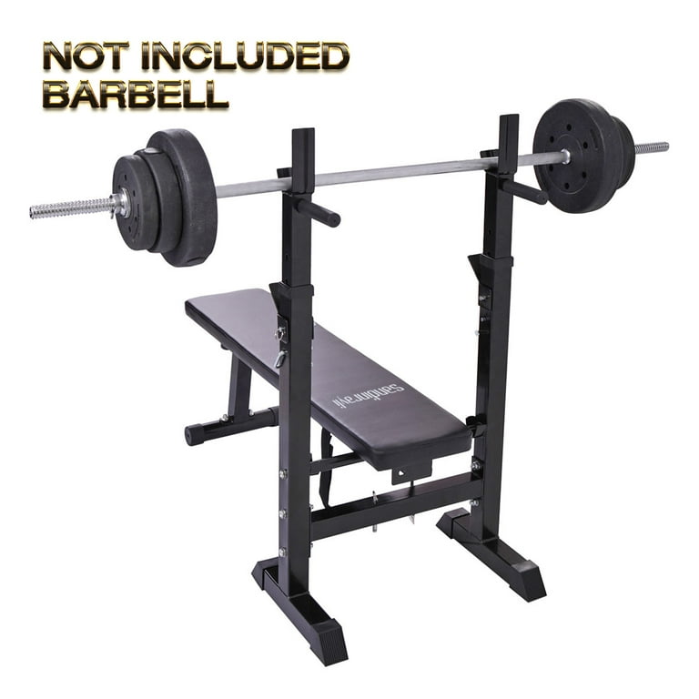Jaxpety Weight Lifting Folding Bench with Rack Home Gym Workout Adjustable Strength