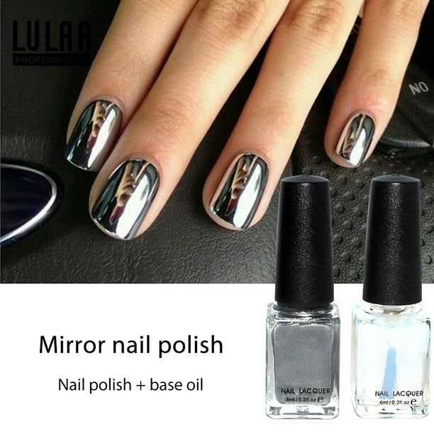 Miroir Vernis À Ongles Argent Transparent Base Top Coat Nail Art Vernis  Pour Ongles Manucure Laque Ongles Décoration 