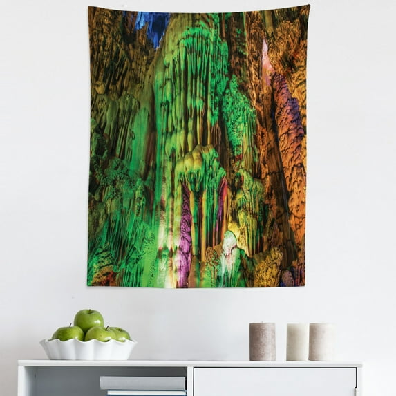 Colorful Tapestry, Rainbow Colored Rock Formation Theme Natural Beauties Composition Pastoral Image, Fabric Wall Hanging Decor for Bedroom Living Room Dorm, 5 Sizes, Multicolor, by Ambesonne