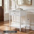 thumbnail image 4 of Decor Therapy Preston Traditional Single Drawer Side Table, Classic Bedside End Table with Lower Shelf, White, 4 of 10