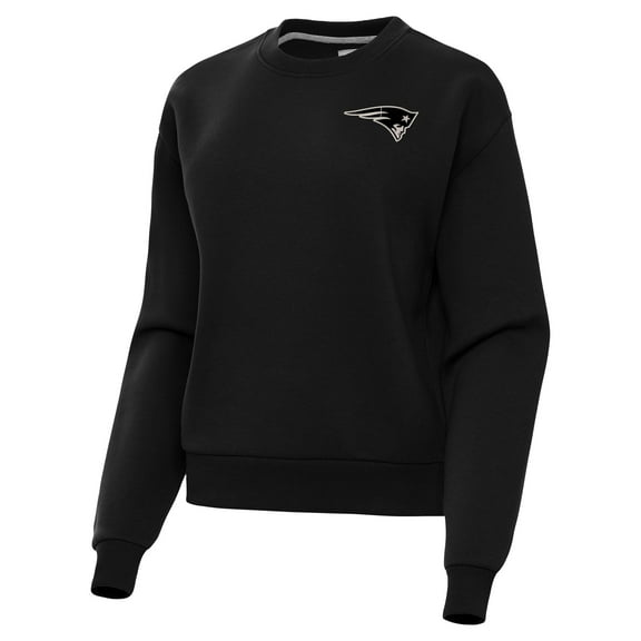 Women's Antigua Black New England Patriots Victory Pullover Sweatshirt