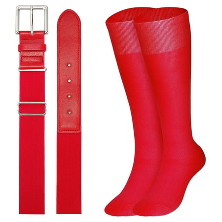 WHIPPY Baseball Belt and Socks Combo for Youth Boys Girls Softball Belt Adjustable Elastic Belt for Kids Children