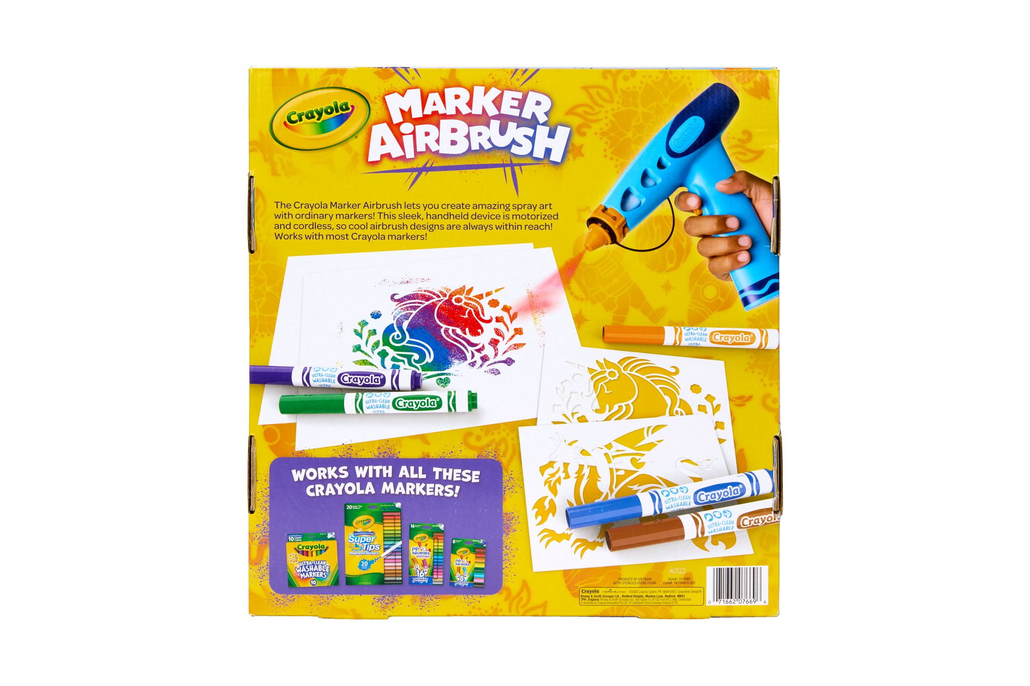 Crayola Marker Airbrush Spray Art Kit, DIY Arts and Crafts Kit, Screen Free Activity, Creative Toys and Gifts for Kids, 6+