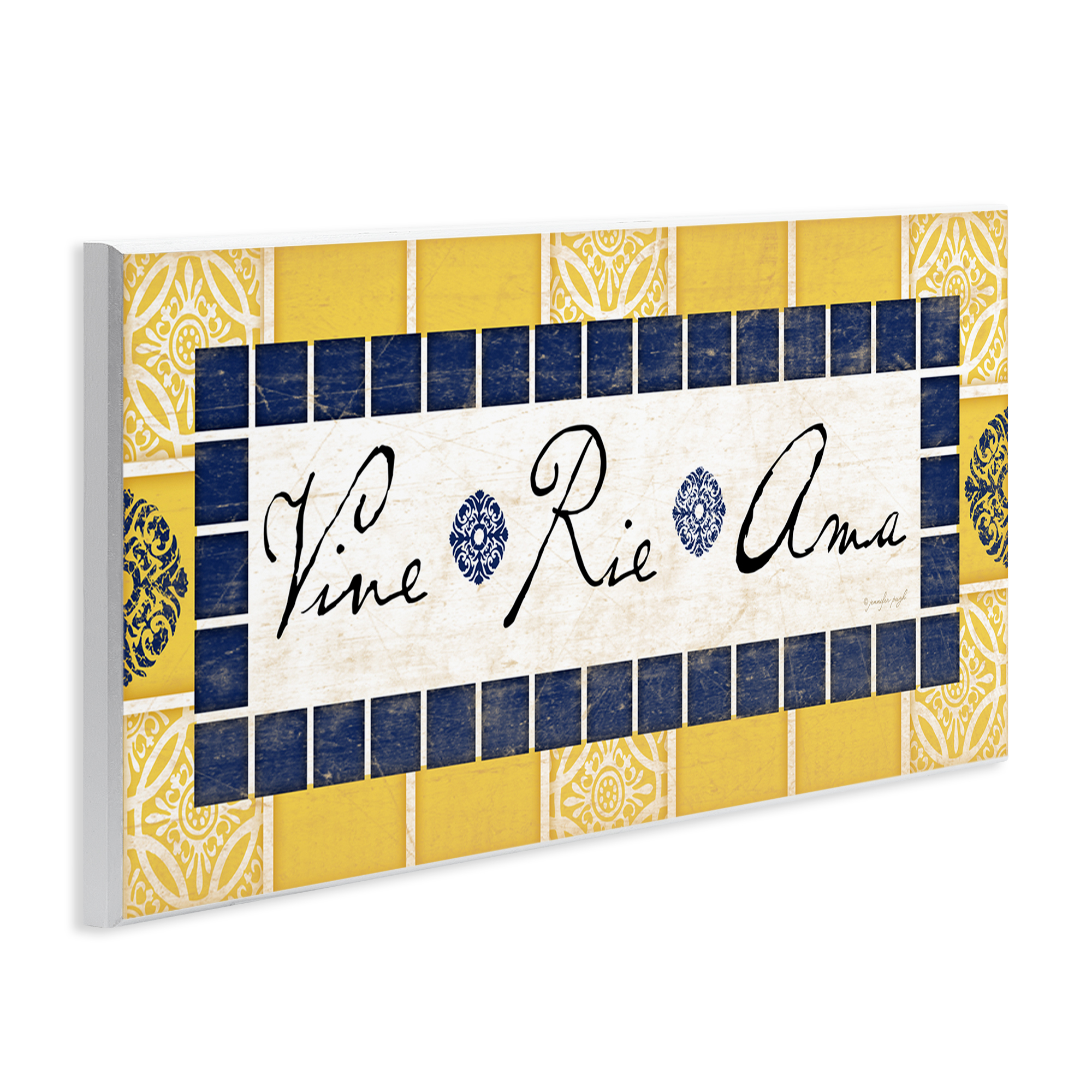 Stupell Industries Vine Ríe y Ama Inspirational Quotes & Sayings Painting Unframed Art Print Wall Art, 17 x 7