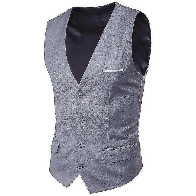 Plus Size Men Solid Color Suit Vest Single Breasted Business Waistcoat
