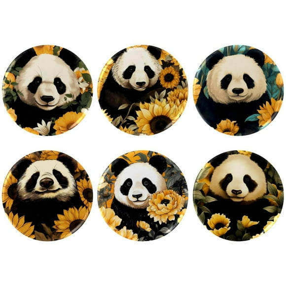 Panda Sunflower Badges with Pins for Backpacks Parties Ties Hats Corporate Events Personalized Custom Photo Text Logo Button