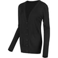 thumbnail image 1 of Women's Long Sleeve Button Down Basic Cardigan Sweater, Black, S, 1 of 8