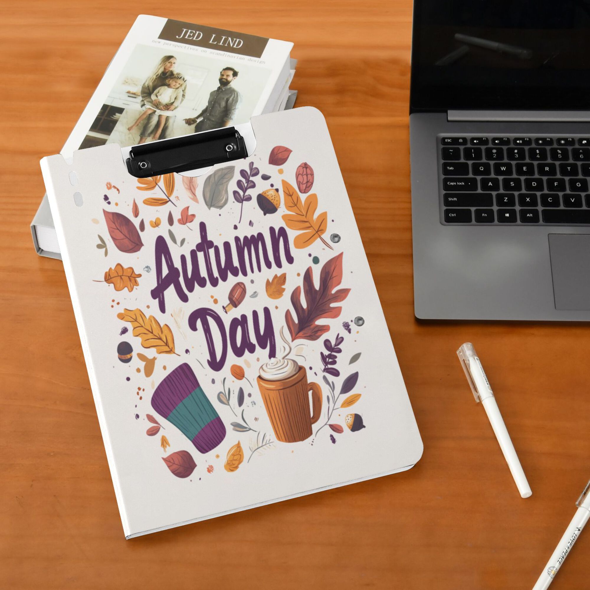 FORMRS A4 Clipboard Folder with Pen Holder Horizontal Foldable School Office Binder, Warm Autumn Day