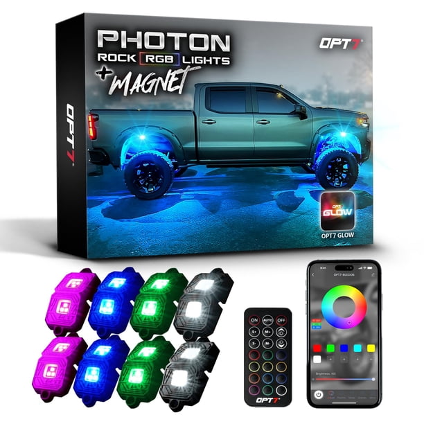 Luces LED Rock Lights OPT7 Photon RGB con aplicación Bluetooth, 8 cápsulas