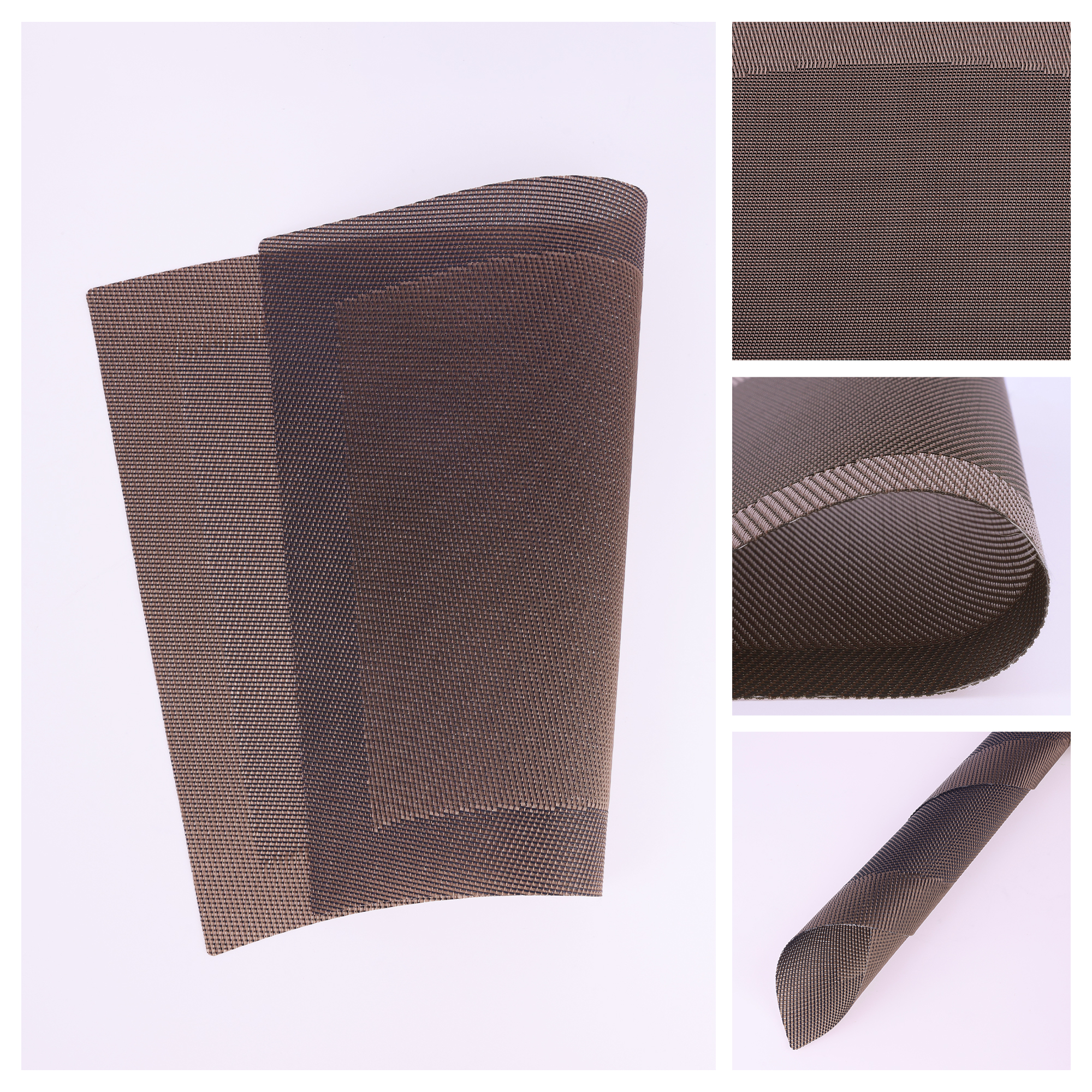 Unique Bargains Set of 8 Placemats Washable Heat Resistant Table Placemats Brown 18x13in