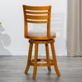 thumbnail image 4 of Cfowner 24" Counter Height Slat Back Swivel Stool, Natural Finish, Beige Fabric Seat, 4 of 6