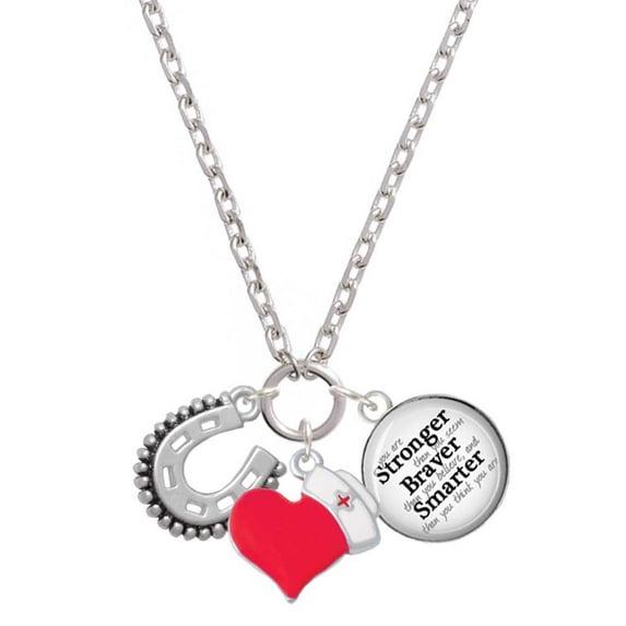 Delight Jewelry Silvertone Beaded Horseshoe - Red Heart Nurse Strong Zoe Necklace