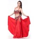 thumbnail image 2 of Falda larga maxi con cintura elástica y doble abertura para danza del vientre para mujer rojo, 2 of 9