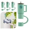 thumbnail image 4 of Hariumiu 4Pcs Straw Cover with Handle Food Grade Cartoon Unique Shape Spill Proof Dustproof Reusable Party Decoration Tumbler Straw Tip Cover Bar Accessories-Green, 4 of 8