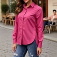 thumbnail image 2 of Women's Wrinkle Free Button Down Shirts Long Sleeve Dress Shirts Collared Business Casual Blouses Tops Hot Pink XL(XL), 2 of 6