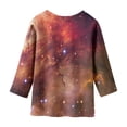 thumbnail image 2 of Galaxy Shirt for Toddler Girls Short Sleeve Starry Print Clothes Outfit Breathable Fashion Girls' Athletic Shirts & Tees,Coffee,8-9 Years, 2 of 4