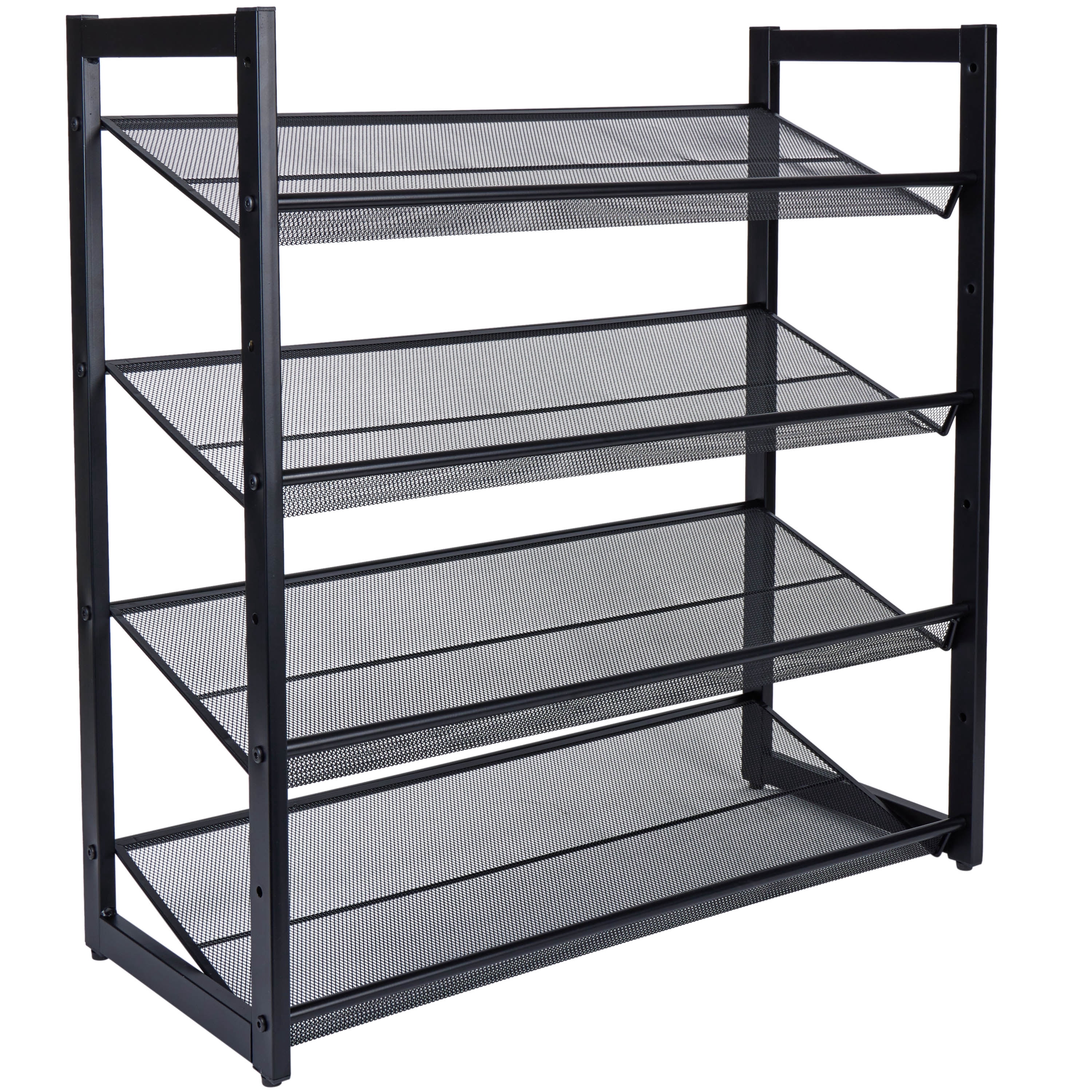 Organize It All 4 Tier Adjustable Mesh Shoe Rack in Black