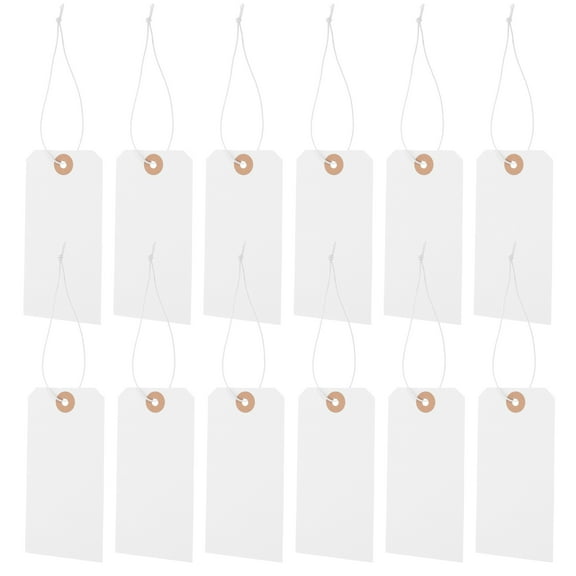 UPOUART Merchandise Tags Large 100Pcs White Paper Hanging Tags for Shoes Bags Clothing in 4.72X2.36X0.08In