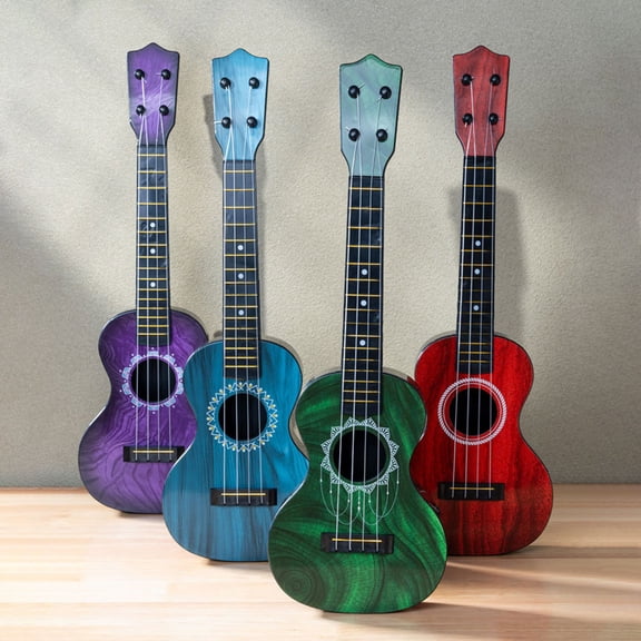 Playable Hippopotamus Pattern Ukulele Guitar Toy | Simulation Instrument for Early Education | Cute Design | Durable Plastic | Includes Random Color Pick | 20.47x7.09x2.36in