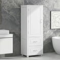 thumbnail image 2 of EUROCO 61.4'' Tall Bathroom Storage Cabinet, MDF Board Floor Storage Cabinet with Door, 2 Drawers and Adjustable Shelf, Freestanding Cabinet with Painted Finish for Bathroom, Living Room, White, 2 of 8