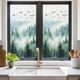 thumbnail image 2 of Green Ombre Mountain Window Privacy Film, Watercolor Forest Static Cling UV Sun Blocking Heat Control Window Tint Day and Night, Non-Adhesive Reusable One Way Windows Privacy Cover 19.6''x39.3'', 2 of 7