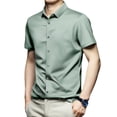thumbnail image 5 of Camisa blanca de manga corta para hombre, de verano, de seda helada, con sensación de frío, sin planchado, de alta calidad, para negocios, antiarrugas, 5 of 5
