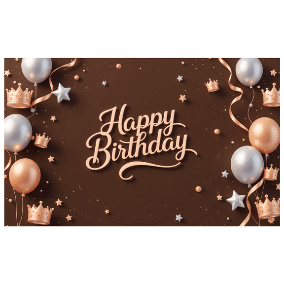 Decorative Design Happy Birthday Banner Balloon Decoration Glitter Crown Elegant Backdrop for Birthday Celebration Indoor Party Event Background