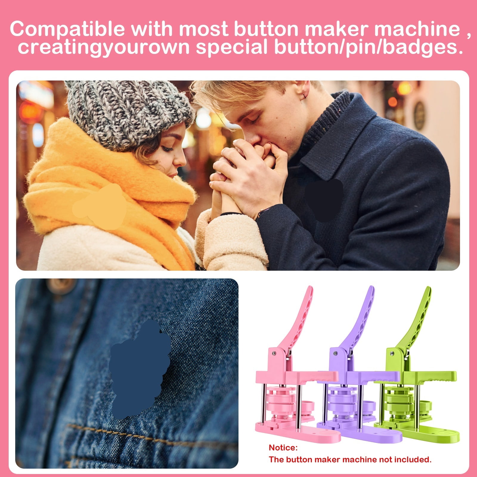 Heart Shape 57mm Badge Pin Button Maker Die Mold, Button Making Badge Punch Press Machine ,Beginner-Friendly