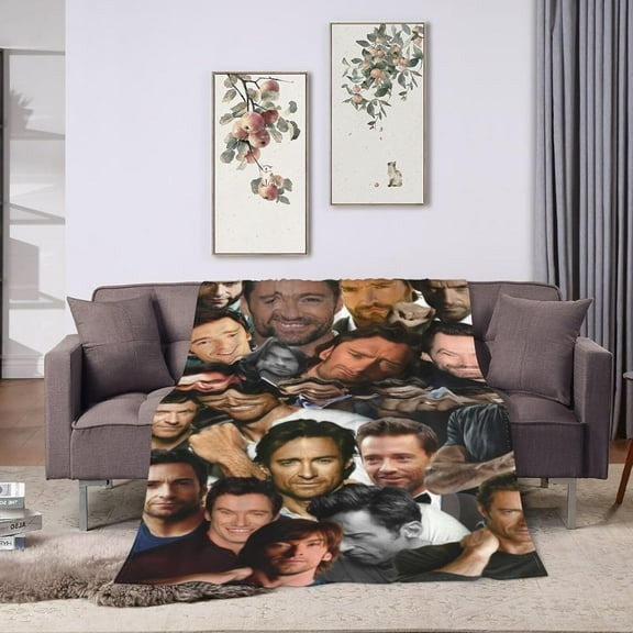 Blanket Hugh Jackman Soft and Comfortable Wool Fleece Throw Blankets Gift for Home Decoration Sofa Office car Camping Yoga Travel Home Decoration Cozy Plush Beach