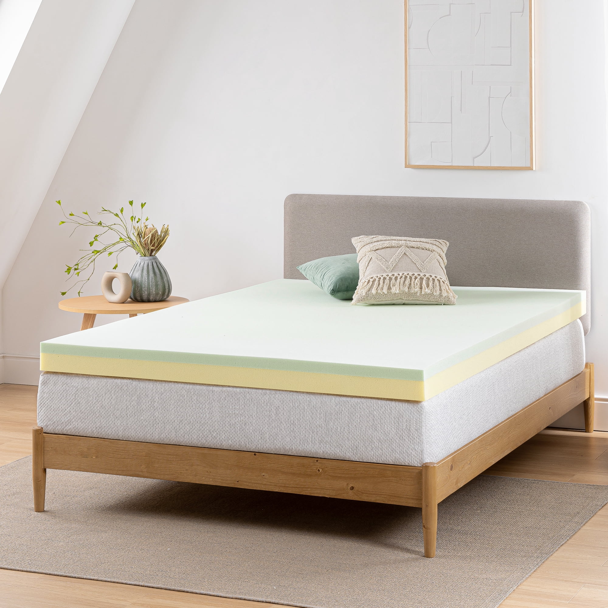 Zinus 4" Memory Foam Mattress Topper - Green Tea, King