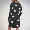 thumbnail image 4 of SMihono Fashion Womens Casual Long Sleeve Dress Fashion Dot Print Side Split Comfy Midi Dress Dressy Crewneck Spring Tunic Dress Tops Black 12, 4 of 7