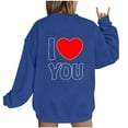 thumbnail image 2 of Jsaierl Sweatshirts à Manches Longues pour Femmes Saint-Valentin Mignons Cœur Graphique Tops Imprimé Lettre Pullovers Surdimensionnés Décontractés Col Rond Ample, 2 of 4