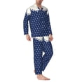 thumbnail image 2 of Lsque Vintage Blue Polka-dot Pattern Long Sleeve Pajama Set for Men - Soft 2-Piece Sleepwear and Loungewear Set with Pockets, Comfy Nightwear-Medium, 2 of 7