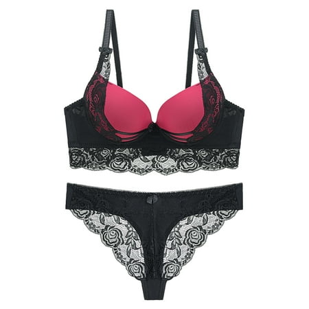 LARUYEKO Fashionable Woman s Sexy Lace Bra Brassieres Steel Ring Bra Set Ladies Lace Bra Underwear Set Lace Pajama Set for Women Long Sleeve Lace Lingerie Set with Garter Belt Mens Size Med Underwear