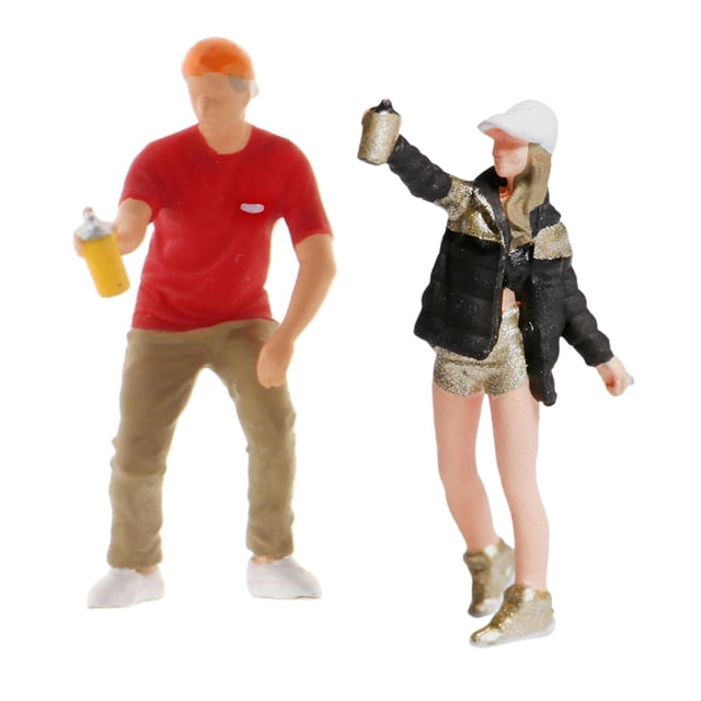 Milaget 1/87 Diorama Graffiti Personnages Personnages Résine Gens Train Mise en Page Noir Rouge
