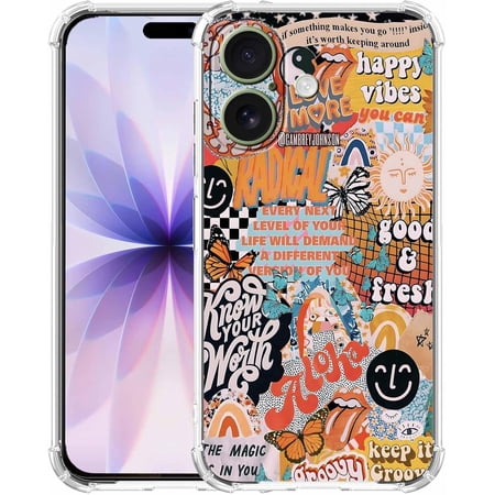 Aesthetic Words Collage Case for iPhone 17, Positive Quotes Pattern, Trendy Soft TPU Bumper Case Compatible with iPhone 17