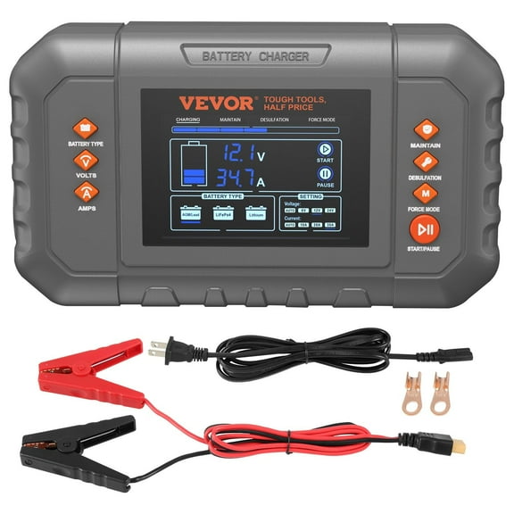 35-Amp Dual-Purpose Battery Charger/Maintainer - LiFePO4 & AGM/Gel/SLA Support, LCD Display, Desulfation Mode - Auto Marine RV Use