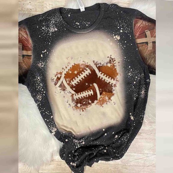Njagoc3 Womens "HAPPY FALL YALL" Letter Print Digital Tie-Dye Short Sleeve Casual Crewneck T-Shirt - Stylish Thanksgiving Season Graphic Tee