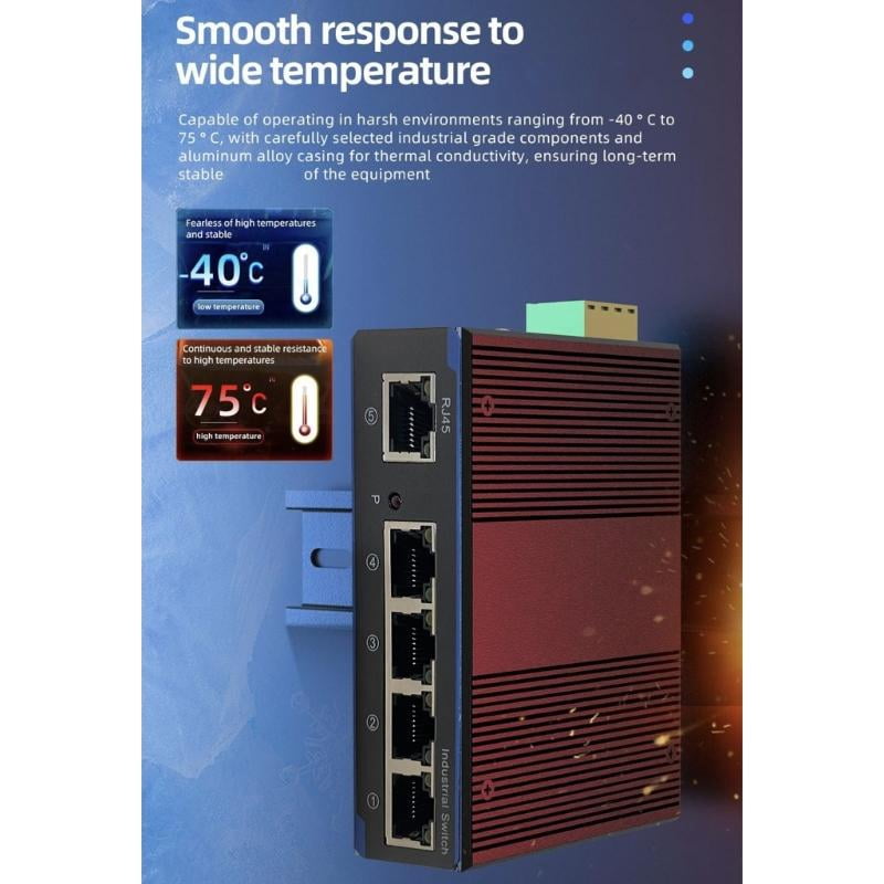 CEORPER Industrial 5 Port Gigabit Networking Switcher Metal Case DIN Rail Mount Perfect