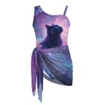 thumbnail image 7 of SEANATIVE Girls One Piece Swimsuit with Mesh Cover Up Skirt Cut Out Back Design 2 in 1 Bathing Suit for Beach Party Hotel Pool, Size 7-8 Years, Black Cat Butterfly Galaxy Violet, 7 of 7