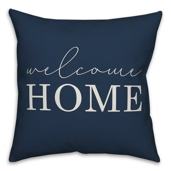 Creative Products Welcome Home Thin Script Navy 16x16 Indoor / Outdoor Pillow