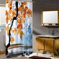 thumbnail image 6 of Small Stall 36"x72" Watercolor Ink Tree Leaves Branch Shower Curtain Set with Hooks,Orange and Blue Abstract Landscape with Grass Bathroom Curtain, Waterproof Bath Curtain, 6 of 6