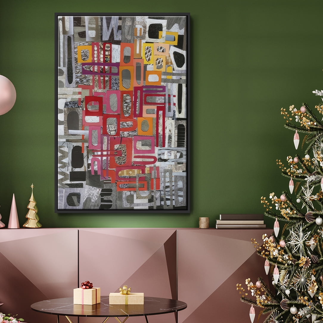Christmas in the Sierras III - Framed Gallery Wrapped Holiday Canvas - 27 x 41 - Black Frame