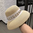 thumbnail image 4 of Sombrero de paja con letras Vintage para mujer, sombrilla de lino con fragancia para vacaciones, playa, Verano, 4 of 4