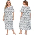 thumbnail image 4 of WBQ Plus Size Nightgowns for Women Soft Sleepwear Floral House Dress Short Sleeve Comfy Night Dress for Ladies Gray 2XL, 4 of 6