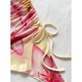 thumbnail image 5 of Pink Floral Print Halter Neck Bodycon Dress With Asymmetric Hem And Side Tie, 5 of 7