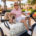 thumbnail image 3 of Golf Cart Seat Covers for 2 Seater,White Floral Microfiber Cart Seat Towel Blanket,Vintage Botanicals Blossom Motif Spring Absorbent Breathable Non Slip Bench Seats Protector for Golf Course 51"x31", 3 of 9