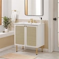 thumbnail image 2 of Modway Chaucer 30" Wood & Rattan Bathroom Vanity Cabinet in White, 2 of 10
